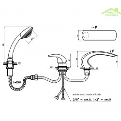 Mitigeur baignoire à cascade DUNAJ 3 trous en laiton doré