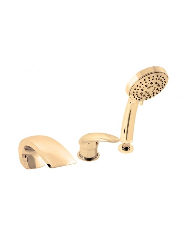 Mitigeur baignoire à cascade DUNAJ 3 trous en laiton doré Mitigeur baignoire à cascade DUNAJ 3 trous en laiton doré