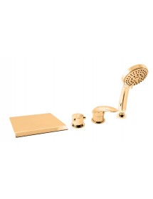 Mitigeur baignoire à cascade DANUBO 4 trous en laiton doré