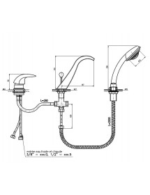 Mitigeur baignoire 3 trous DUNAJ avec cascade en laiton doré