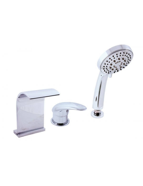 Mitigeur baignoire 3 trous DUNAJI avec cascade en laiton chromé Mitigeur baignoire 3 trous DUNAJI avec cascade en laiton chromé