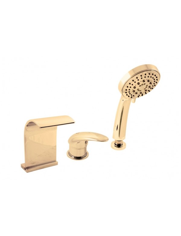 Mitigeur baignoire 3 trous DUNAJI avec cascade en laiton doré Mitigeur baignoire 3 trous DUNAJI avec cascade en laiton doré
