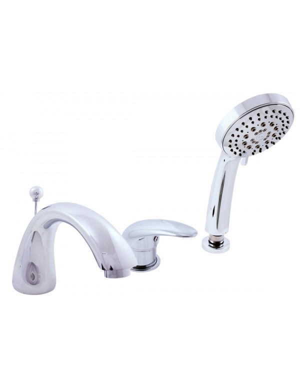 Mitigeur baignoire à cascade DUNAJ 3 trous avec inverseur en laiton chromé Mitigeur baignoire à cascade DUNAJ 3 trous avec inverseur en laiton chromé