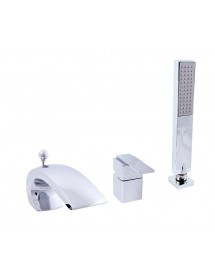 Mitigeur baignoire à cascade 3 trous avec inverseur laiton chromé