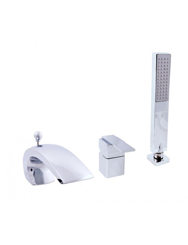 Mitigeur baignoire à cascade 3 trous avec inverseur laiton chromé Mitigeur baignoire à cascade 3 trous avec inverseur laiton chromé