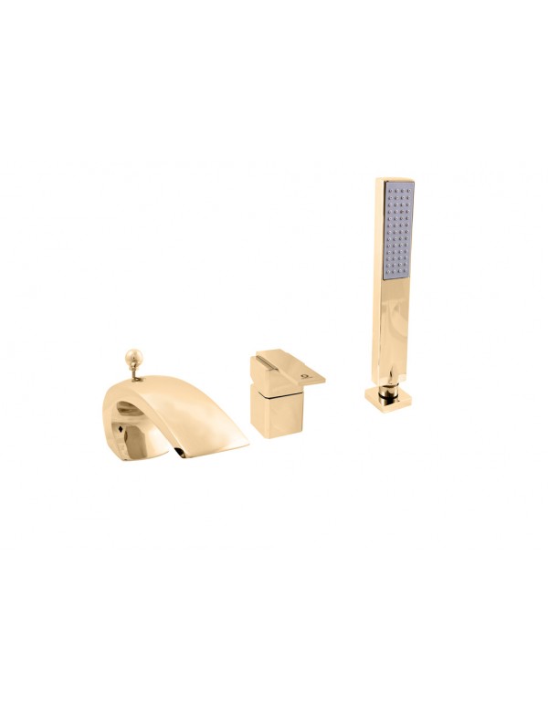 Mitigeur baignoire à cascade 3 trous avec inverseur laiton doré Mitigeur baignoire à cascade 3 trous avec inverseur laiton doré