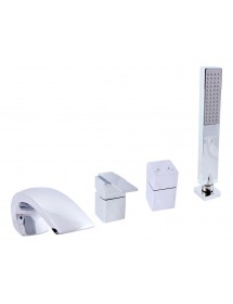 Mitigeur baignoire à cascade plat 4 trous LOIRA en laiton chromé