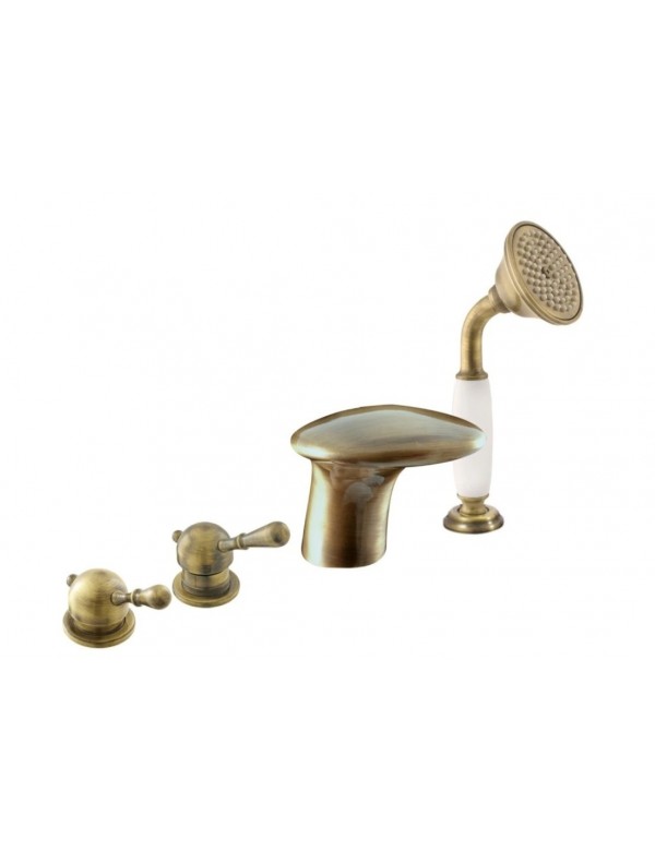 Mélangeur baignoire avec cascade haut LABE 4 trous en laiton Mélangeur baignoire avec cascade haut LABE 4 trous en laiton