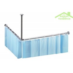Tringle de coin pour rideau de douche en acier poli 90x90 cm Tringle de coin pour rideau de douche en acier poli 90x90 cm
