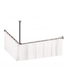 Tringle de coin pour rideau de douche en acier poli 90x90 cm