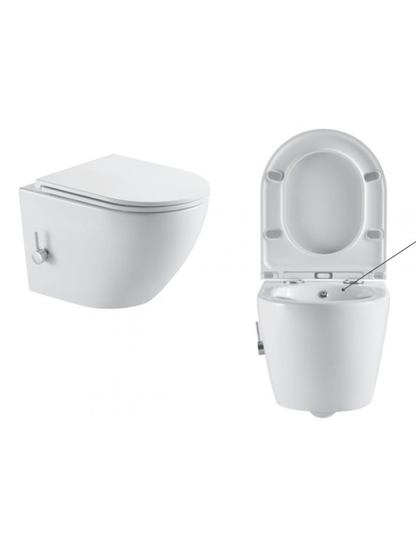Pack WC Rimless avec fonction bidet suspendu MILOS 49,5x36x33 cm