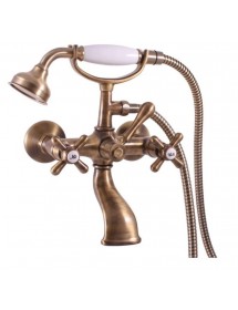 Mélangeur baignoire MORAVA RETRO en laiton bronze avec pommeau
