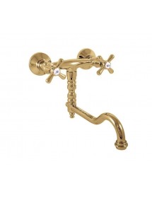Mélangeur lavabo MORAVA RETRO pivotant en laiton doré
