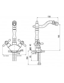 Mélangeur bidet long MORAVA sans siphon en laiton doré