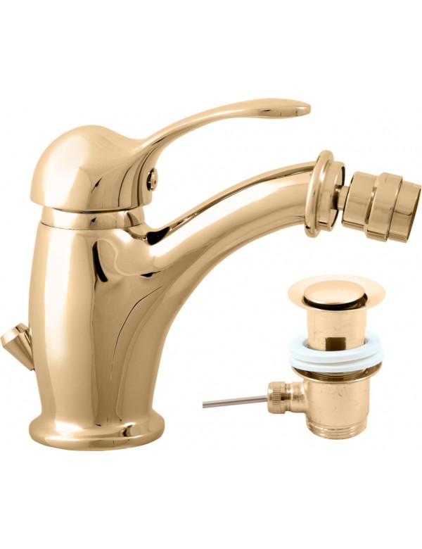 Mitigeur bidet LABE avec pop-up en laiton doré Mitigeur bidet LABE avec pop-up en laiton doré