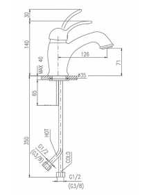 Mitigeur lavabo LABE laiton doré sans siphon