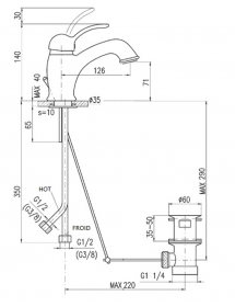 Mitigeur lavabo LABE laiton doré avec pop-up