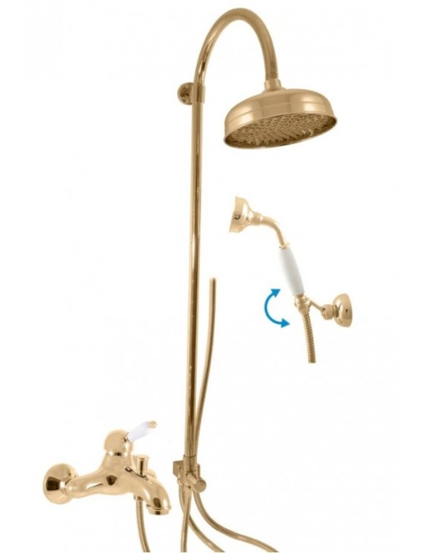 Colonne de douche LABE laiton doré avec douchette H.102 cm Colonne de douche LABE laiton doré avec douchette H.102 cm