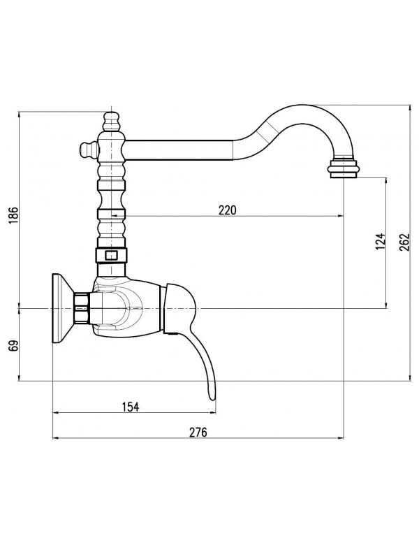 Mitigeur évier mural rétro LABE en laiton doré