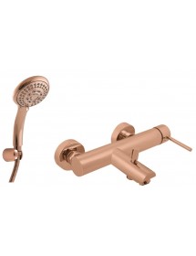 Mitigeur baignoire mural SEINA en laiton rose gold poli avec douchette