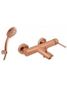 Mitigeur baignoire mural SEINA en laiton rose gold brossé avec douchette