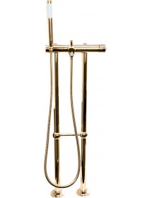 Mitigeur baignoire sur pied SEINA en laiton doré avec douchette H. 106 cm