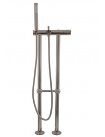 Mitigeur baignoire sur pied SEINA en laiton gris métal poli H. 106 cm