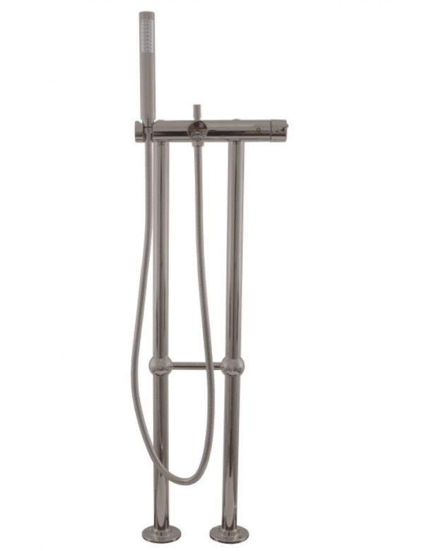 Mitigeur baignoire sur pied SEINA en laiton gris métal poli H. 106 cm Mitigeur baignoire sur pied SEINA en laiton gris métal poli H. 106 cm