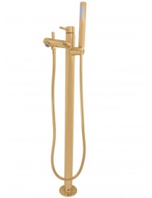 Mitigeur baignoire sur pied SEINA en laiton doré brossé H. 93,2 cm