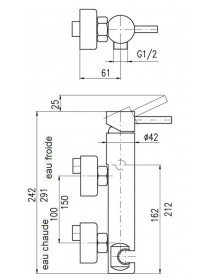 Mitigeur douche mural SEINA laiton gris métal brossé
