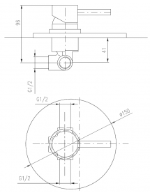 Mitigeur douche encastrable SEINA en laiton doré brossé 15 cm