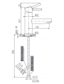 Mitigeur lavabo SEINA sans bonde laiton gris métal poli