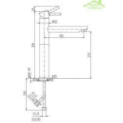 Mitigeur lavabo haut SEINA laiton doré 30,6 cm