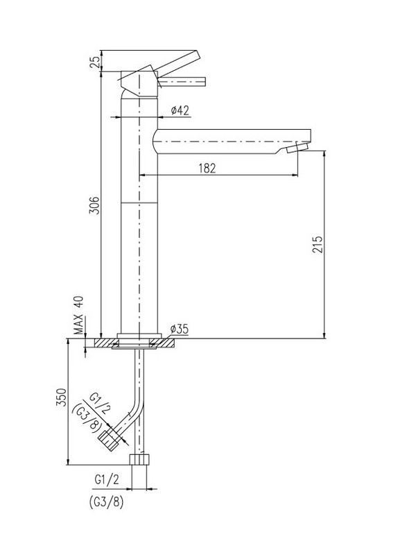 Mitigeur lavabo haut SEINA 30,6 cm en laiton rose gold poli