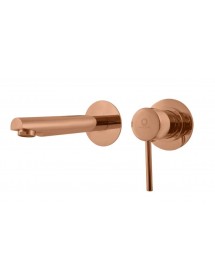 Mitigeur lavabo mural encastrable SEINA en laiton rose gold brossé 8 cm