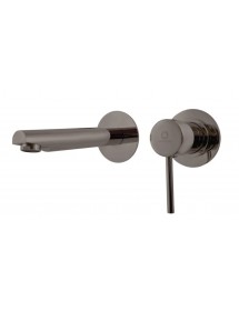 Mitigeur lavabo mural encastrable SEINA en laiton gris métal brossé 8cm