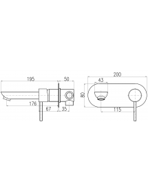 Mitigeur lavabo mural encastrable SEINA en laiton gris métal brossé