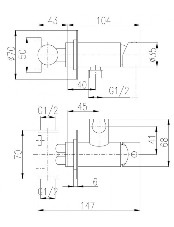Mitigeur bidet encastrable SEINA avec douchette en laiton chromé