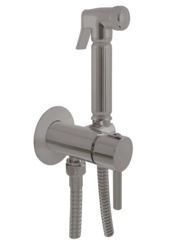 Mitigeur bidet encastrable SEINA avec douchette en laiton métal gris poli Mitigeur bidet encastrable SEINA avec douchette en laiton métal gris poli