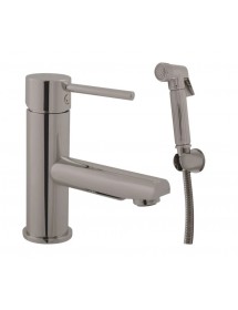 Mitigeur bidet SEINA avec douchette en laiton gris métal poli