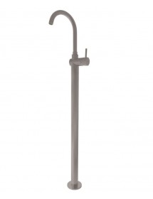 Mitigeur lavabo sur pied SEINA en laiton gris métal poli H. 115 cm