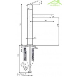 Mitigeur haut lavabo LOIRA sans siphon en laiton doré