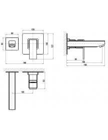 Mitigeur lavabo mural encastrable LOIRA en laiton doré