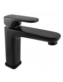 Mitigeur lavabo YUKON en laiton noir sans siphon H. 17 cm