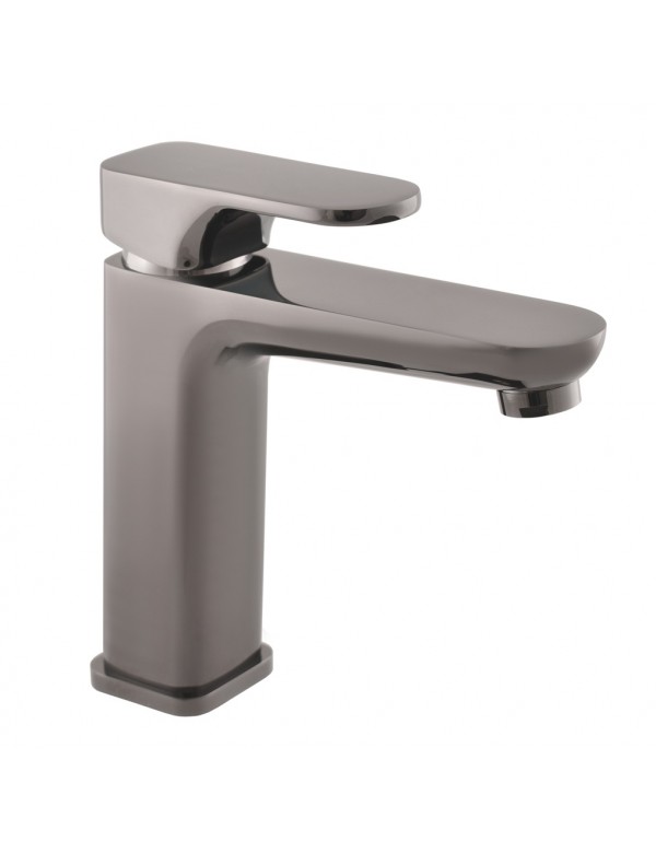 Mitigeur lavabo YUKON en laiton gris métal brossé sans siphon H. 17 cm Mitigeur lavabo YUKON en laiton gris métal brossé sans siphon H. 17 cm