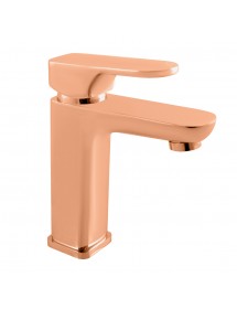 Mitigeur lavabo YUKON en laiton rose gold brossé sans siphon H. 17 cm