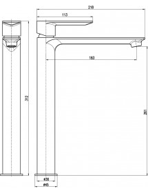 Mitigeur lavabo haut  NIL en laiton noir sans siphon H. 26,1 cm