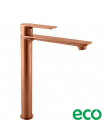 Mitigeur lavabo haut  NIL en laiton rose gold brossé sans siphon H. 26,1 cm