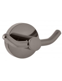 Lot de 2 patères double COLORADO en laiton gris métal brossé 9,2x 5,3x5 cm
