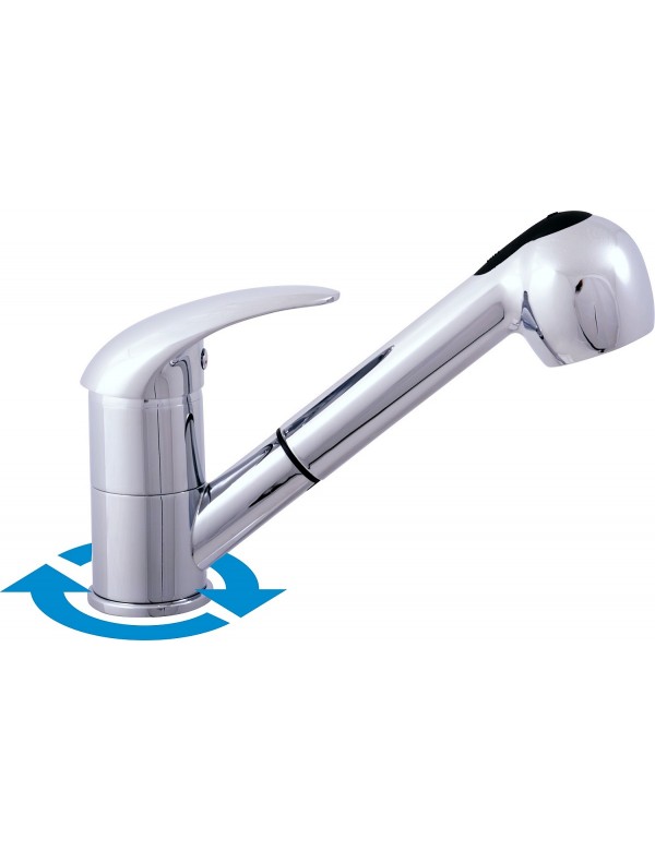 Mitigeur évier DANUBE laiton chromé avec douchette extractible Mitigeur évier DANUBE laiton chromé avec douchette extractible